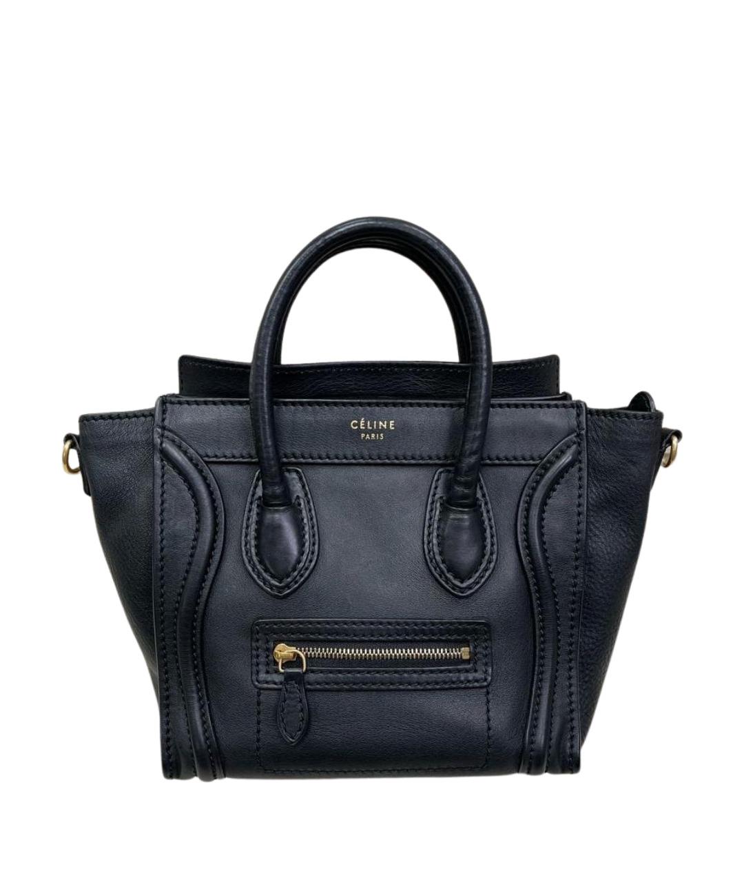 CELINE Черная кожаная сумка с короткими ручками, фото 1