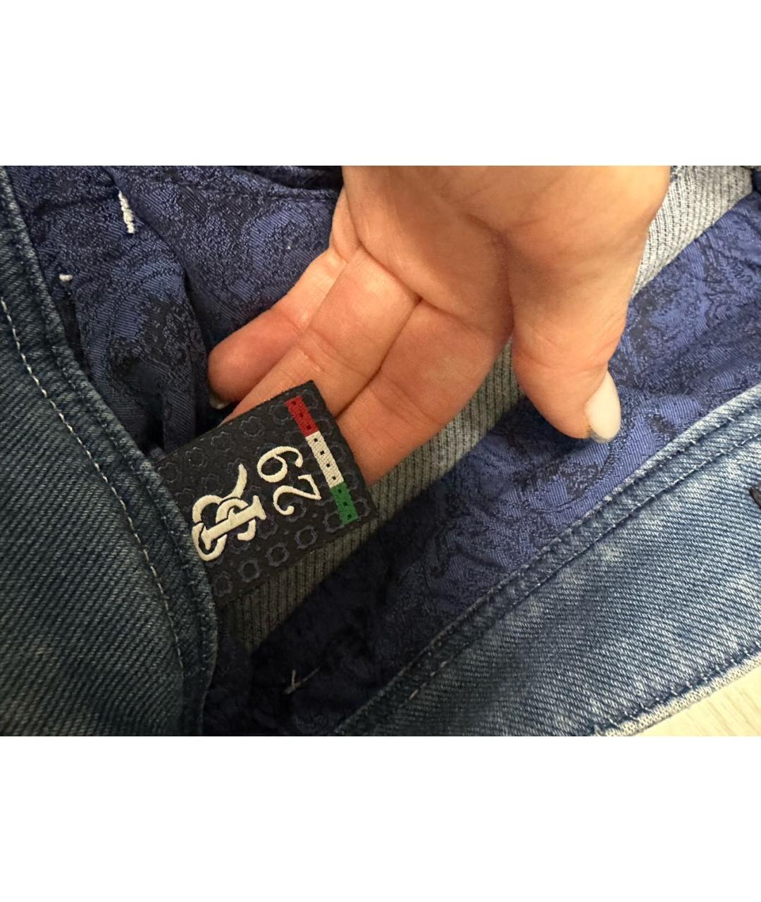 STEFANO RICCI Голубые хлопковые прямые джинсы, фото 4