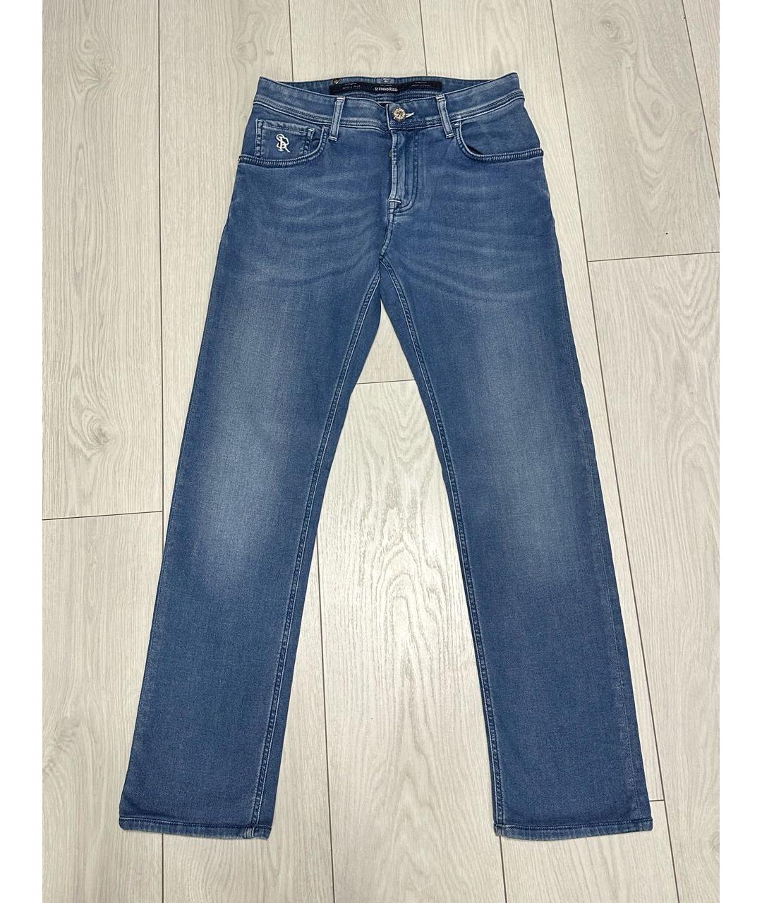 STEFANO RICCI Голубые хлопковые прямые джинсы, фото 8