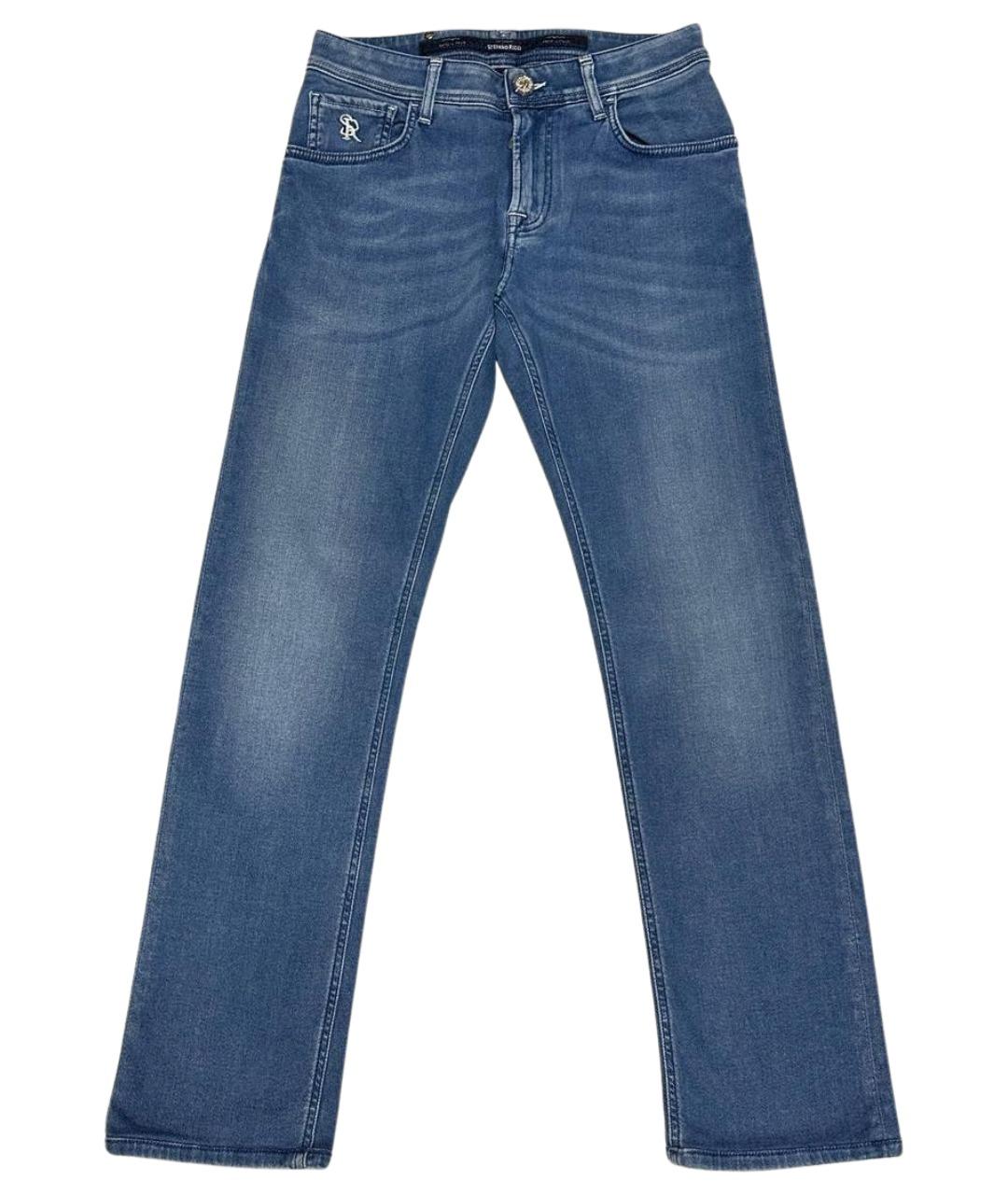 STEFANO RICCI Голубые хлопковые прямые джинсы, фото 1