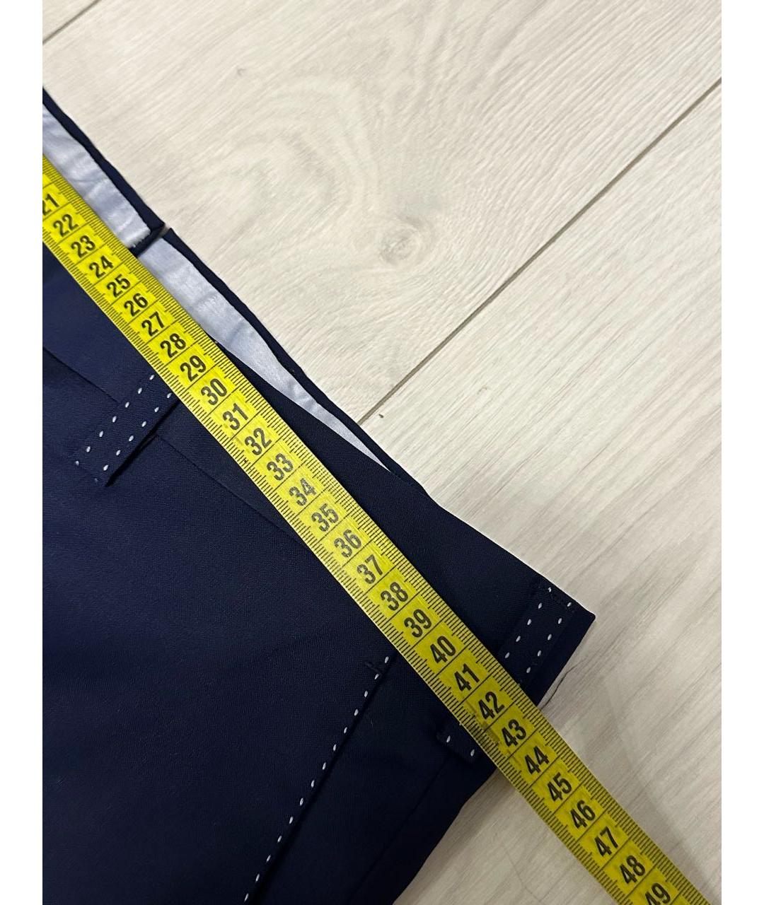STEFANO RICCI Темно-синие шерстяные классические брюки, фото 5