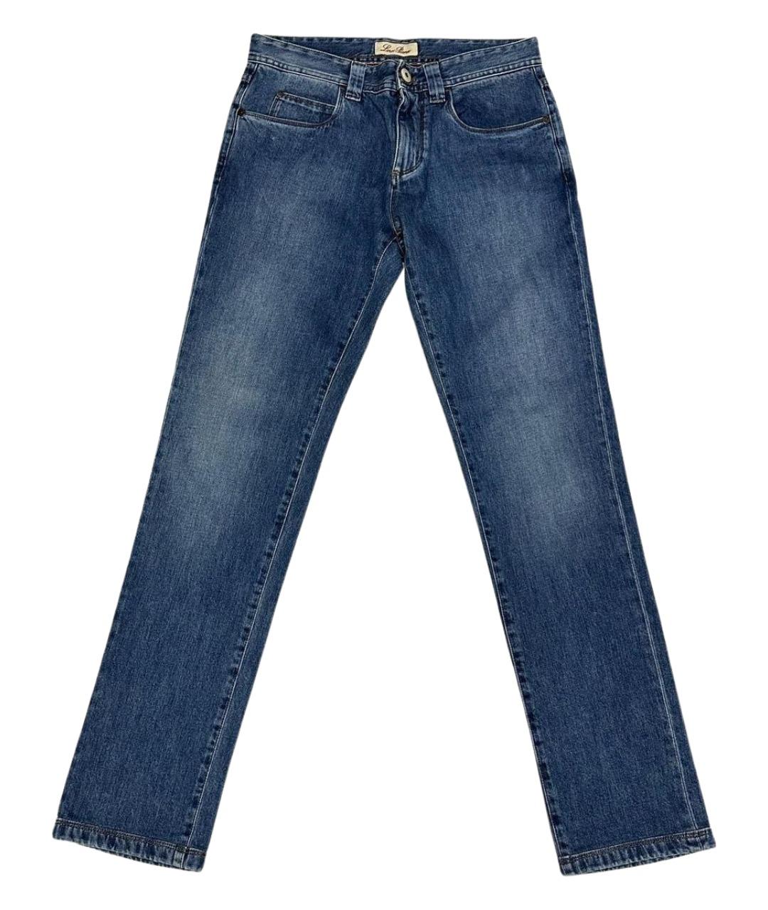 LORO PIANA Темно-синие хлопковые прямые джинсы, фото 1