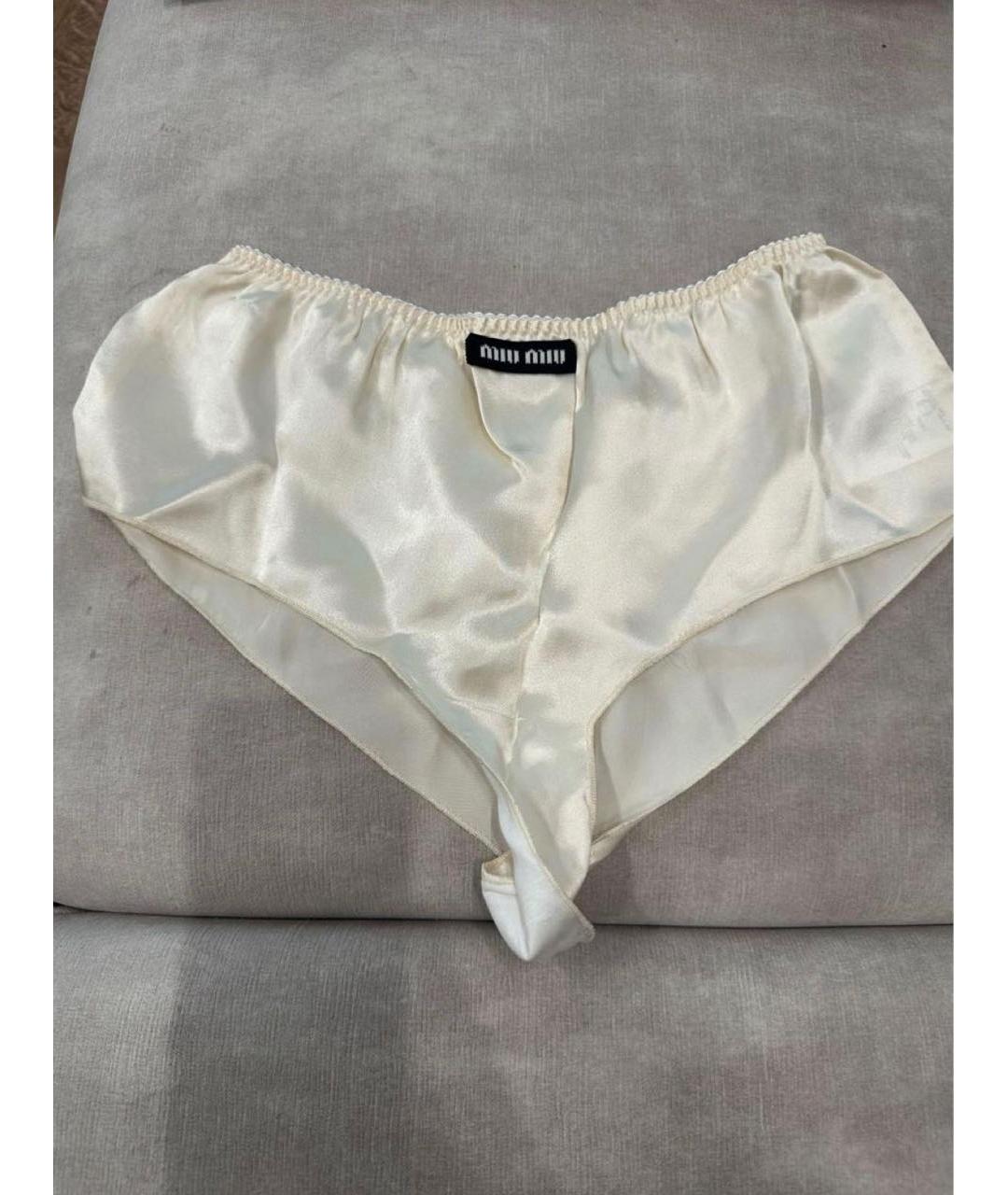 MIU MIU Белые шелковые шорты, фото 4
