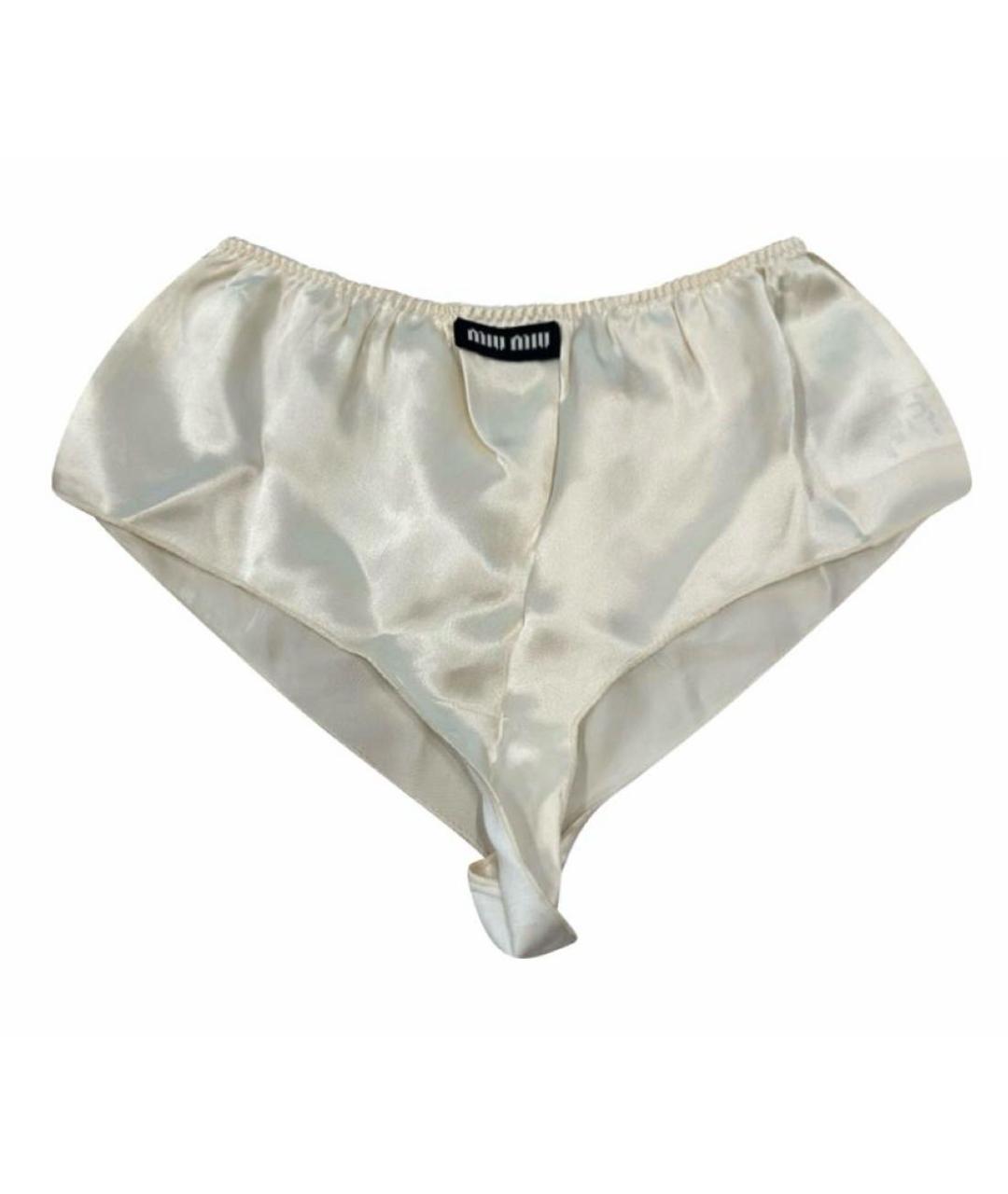 MIU MIU Белые шелковые шорты, фото 1