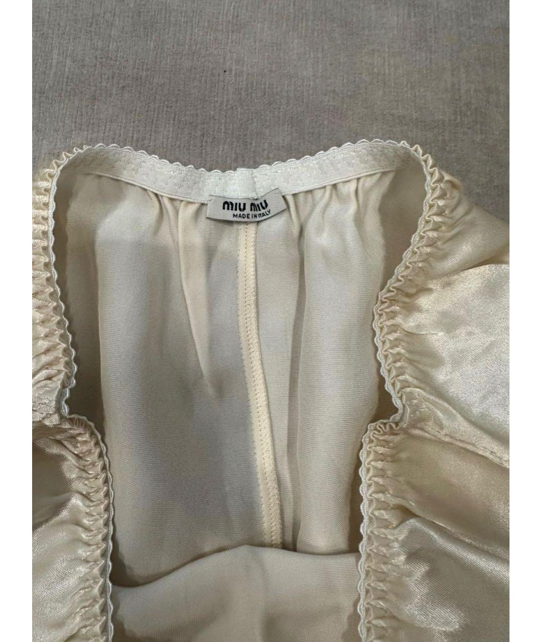 MIU MIU Белые шелковые шорты, фото 2