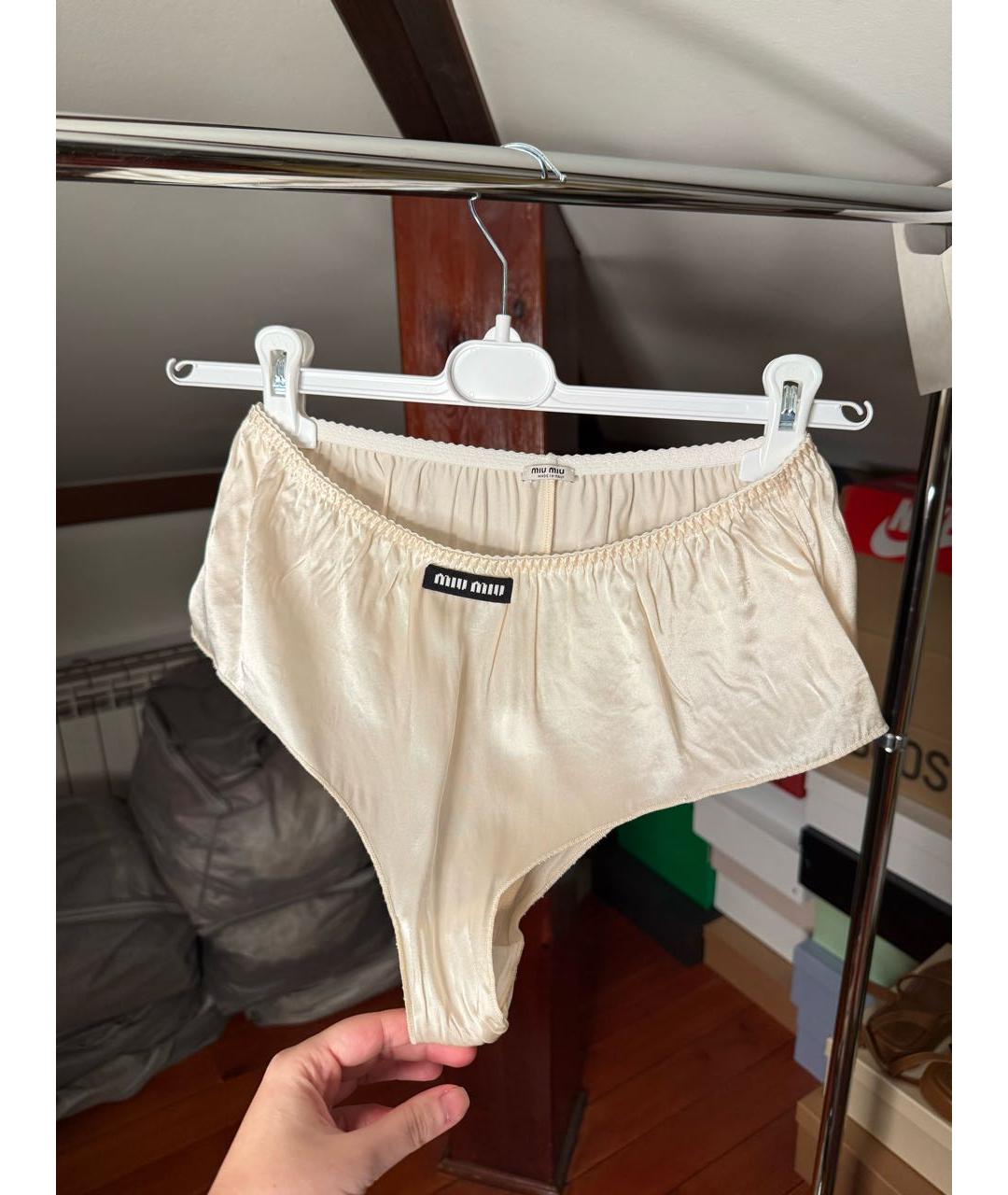 MIU MIU Белые шелковые шорты, фото 5