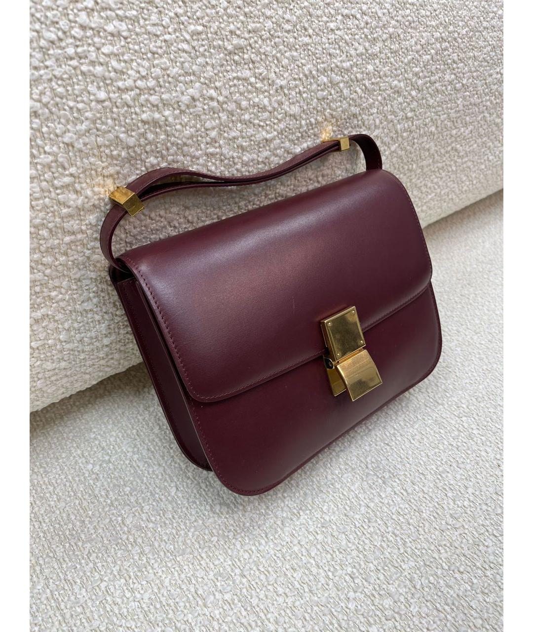 CELINE Бордовая кожаная сумка с короткими ручками, фото 2