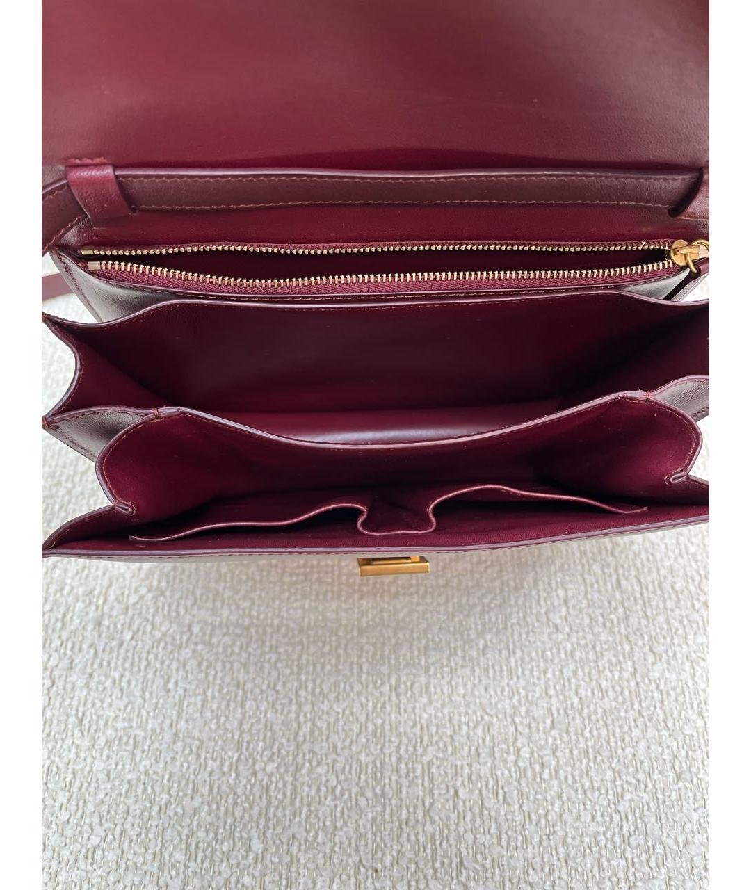 CELINE Бордовая кожаная сумка с короткими ручками, фото 4