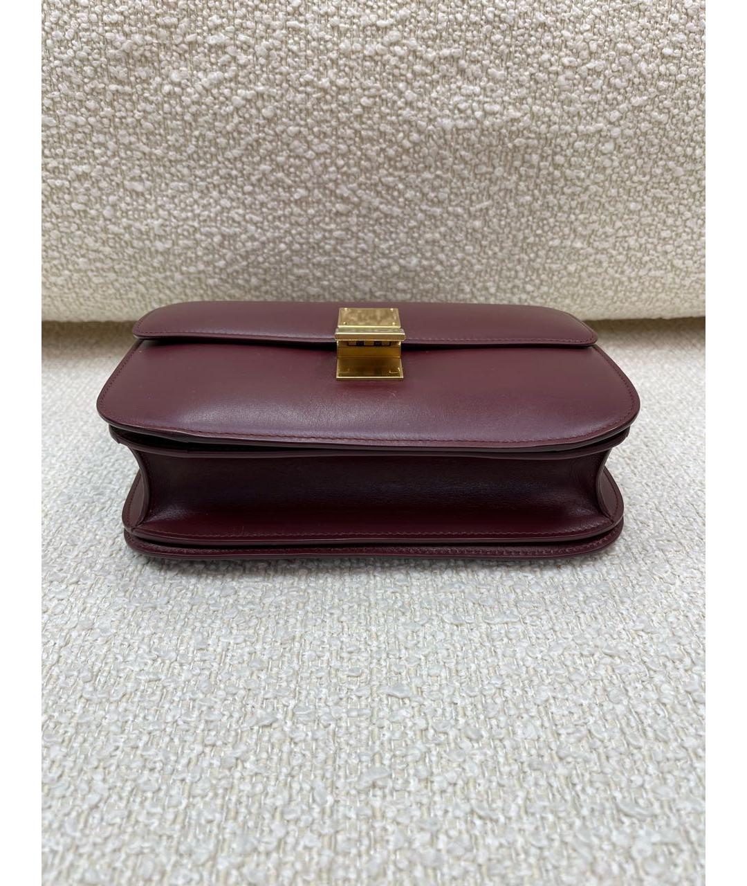 CELINE Бордовая кожаная сумка с короткими ручками, фото 6