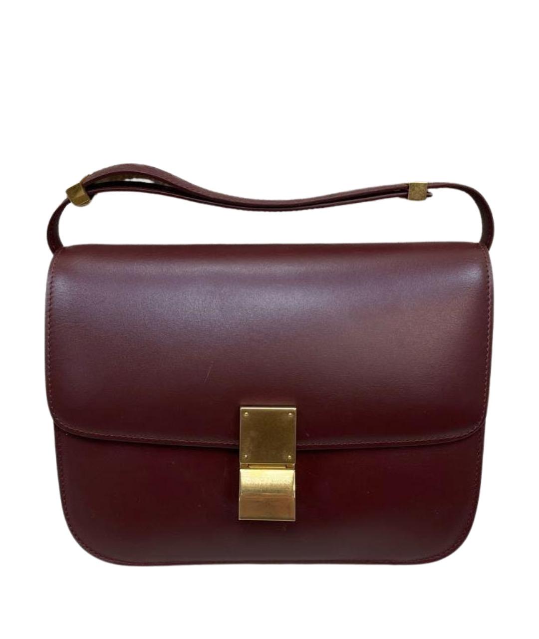 CELINE Бордовая кожаная сумка с короткими ручками, фото 1