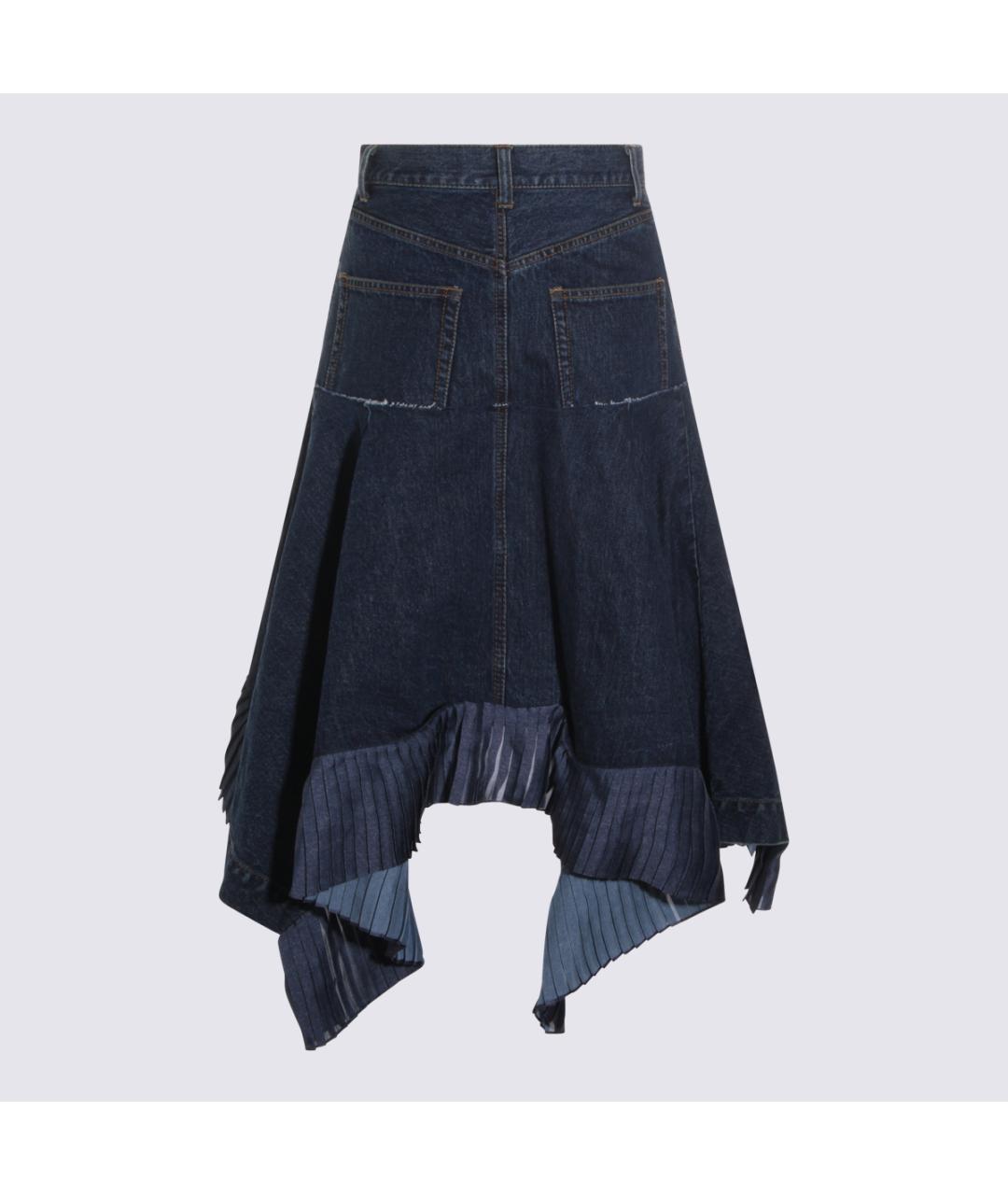 SACAI Синяя хлопковая юбка миди, фото 2