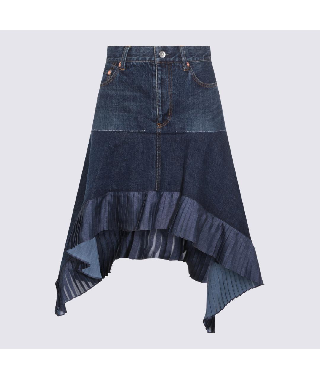 SACAI Синяя хлопковая юбка миди, фото 4