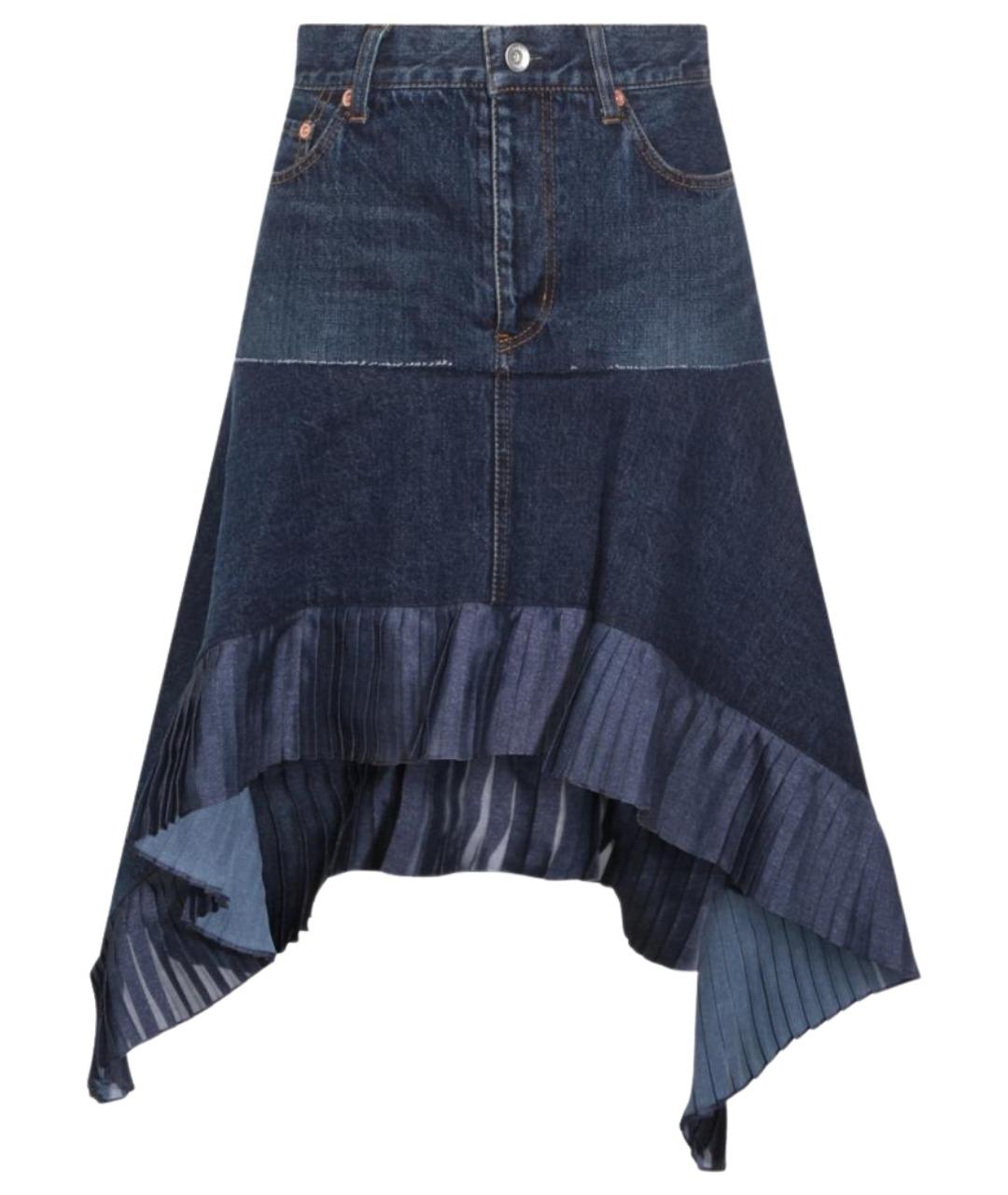 SACAI Синяя хлопковая юбка миди, фото 1