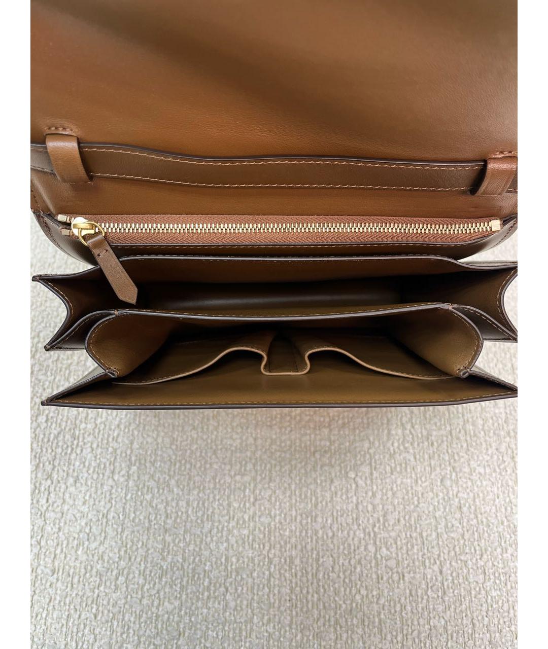 CELINE Коричневая кожаная сумка с короткими ручками, фото 4