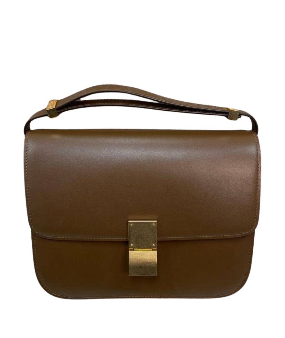 CELINE Коричневая кожаная сумка с короткими ручками, фото 1
