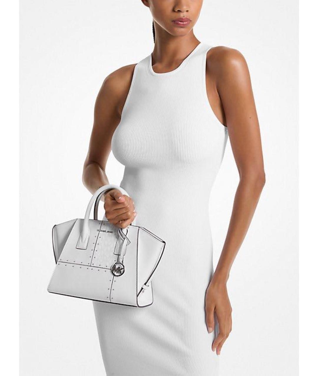 MICHAEL KORS Белая кожаная сумка с короткими ручками, фото 3