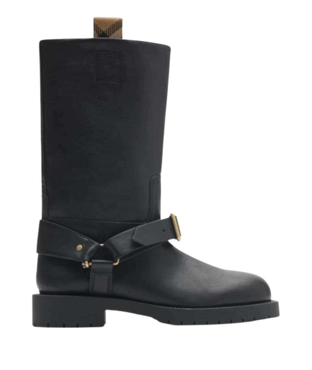 BURBERRY Черные кожаные ботинки, фото 1