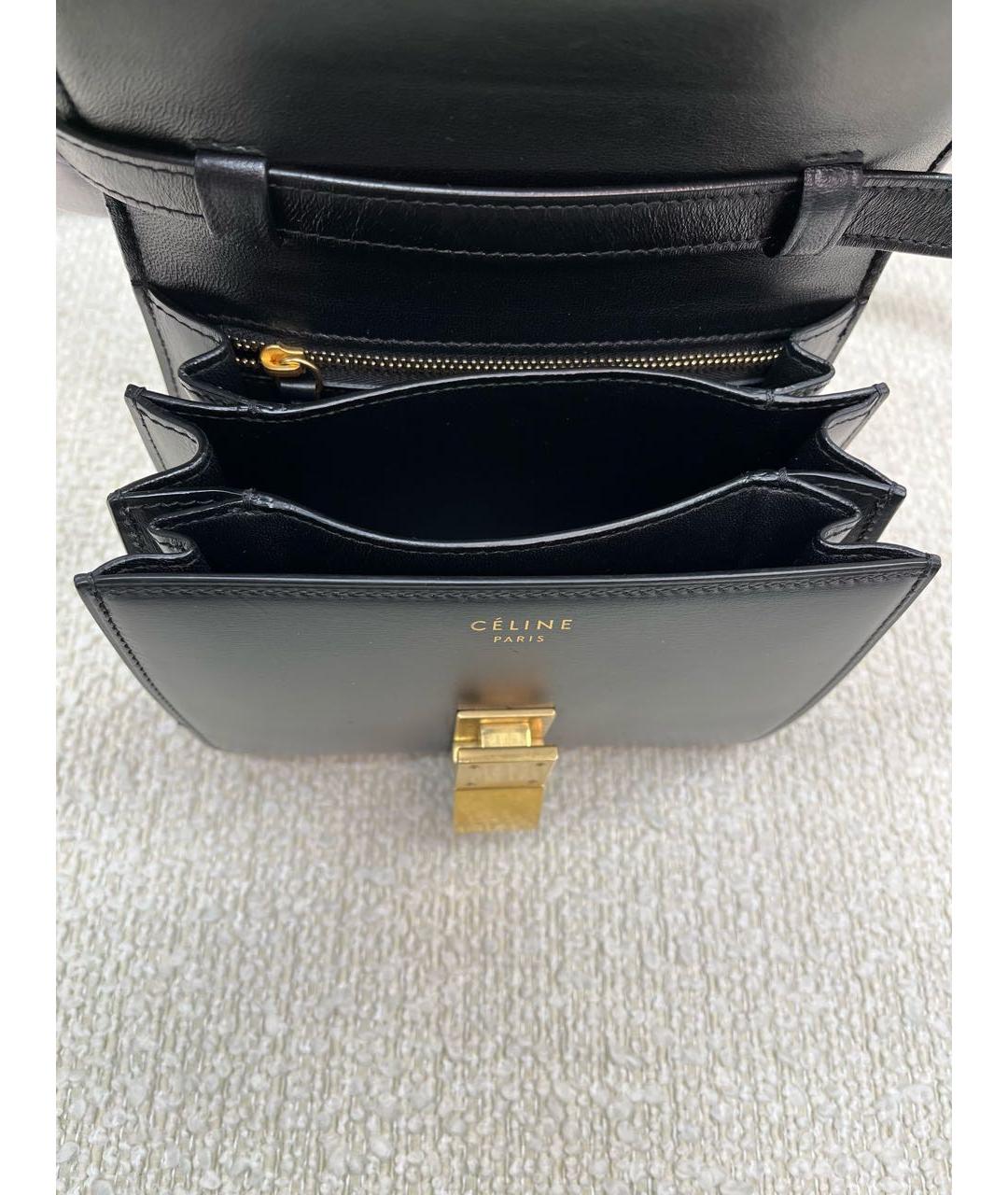 CELINE Черная кожаная сумка с короткими ручками, фото 4
