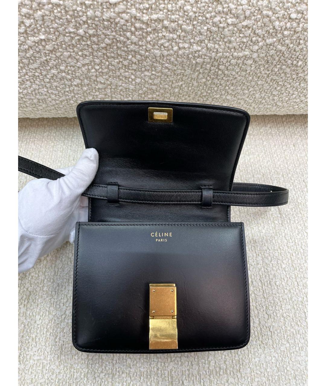 CELINE Черная кожаная сумка с короткими ручками, фото 7