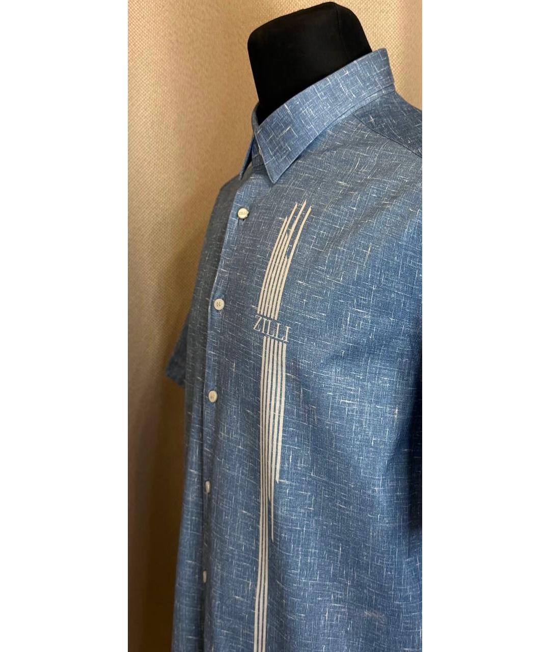 ZILLI Голубая хлопковая кэжуал рубашка, фото 3