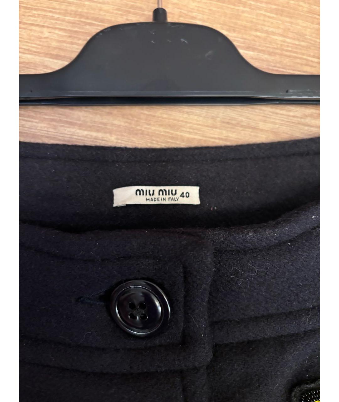MIU MIU Черная шерстяная юбка мини, фото 2