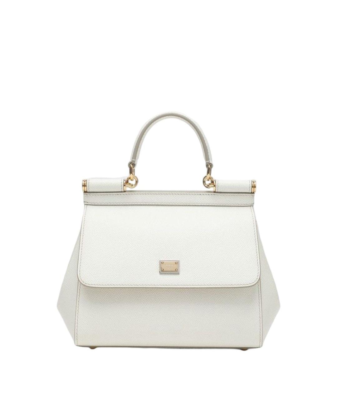DOLCE&GABBANA Белая кожаная сумка с короткими ручками, фото 1