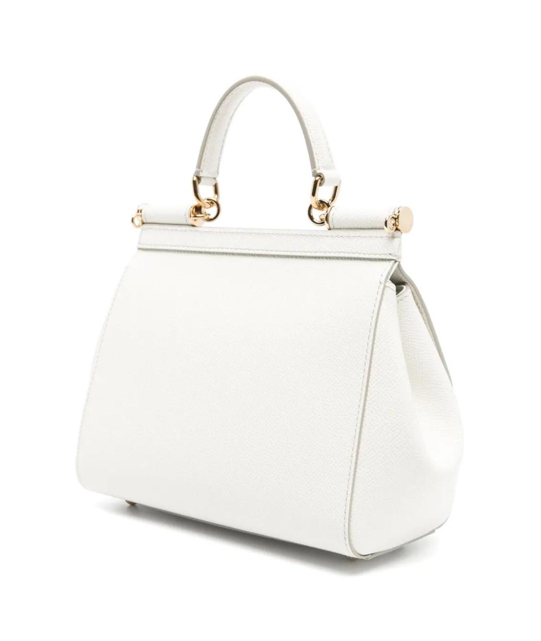DOLCE&GABBANA Белая кожаная сумка с короткими ручками, фото 3