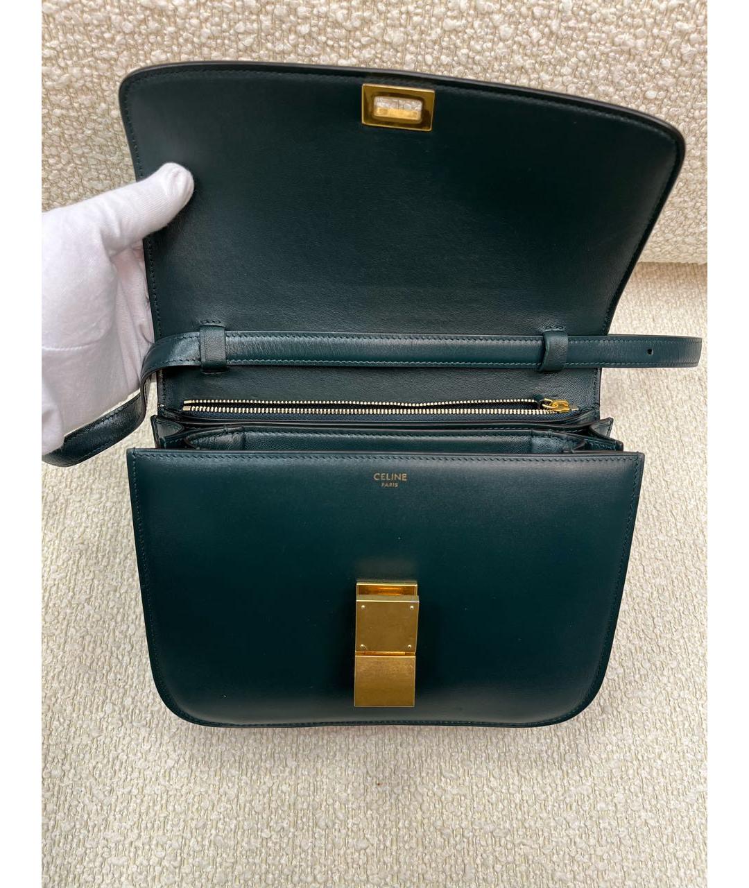 CELINE Зеленая кожаная сумка с короткими ручками, фото 7