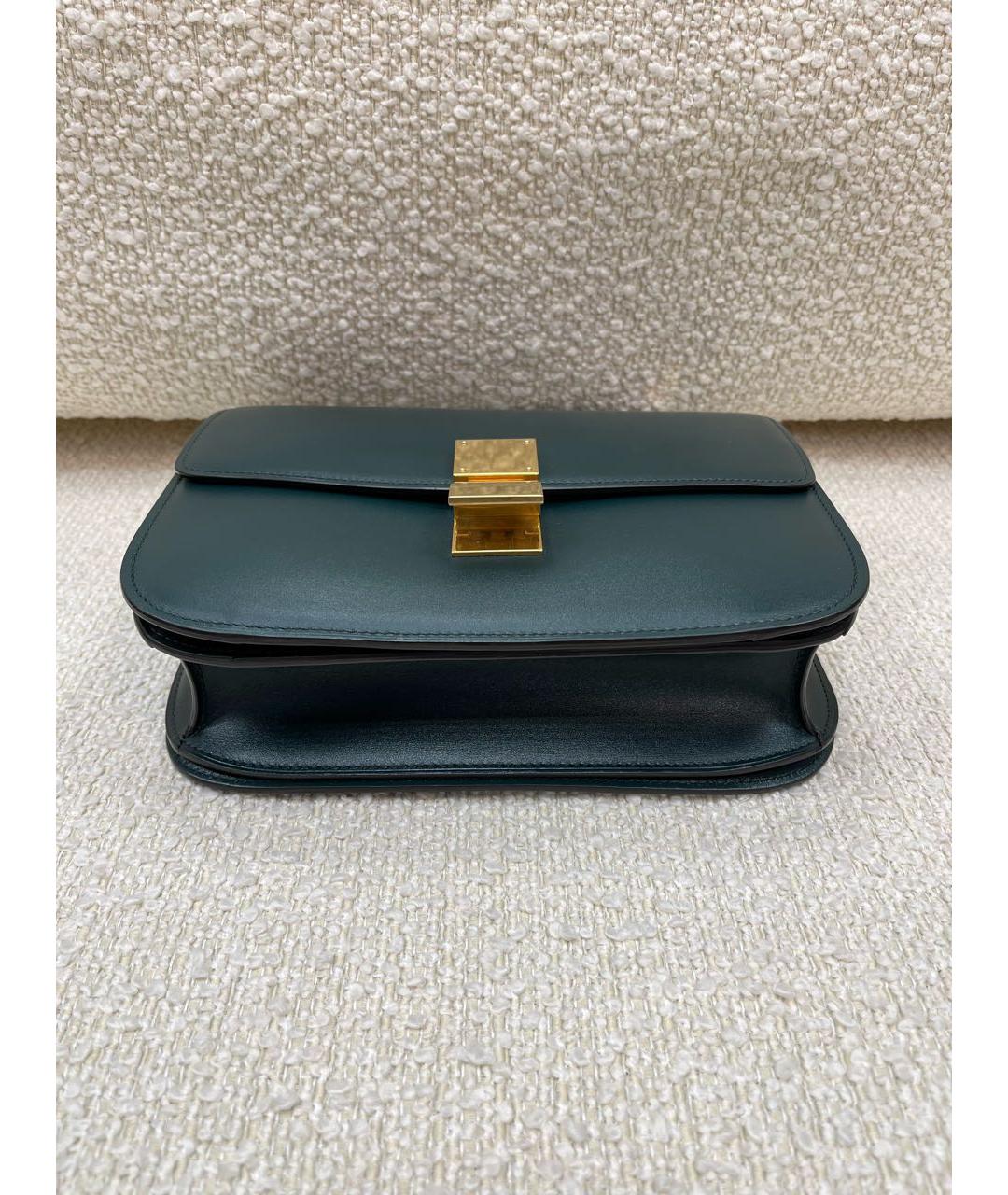 CELINE Зеленая кожаная сумка с короткими ручками, фото 6