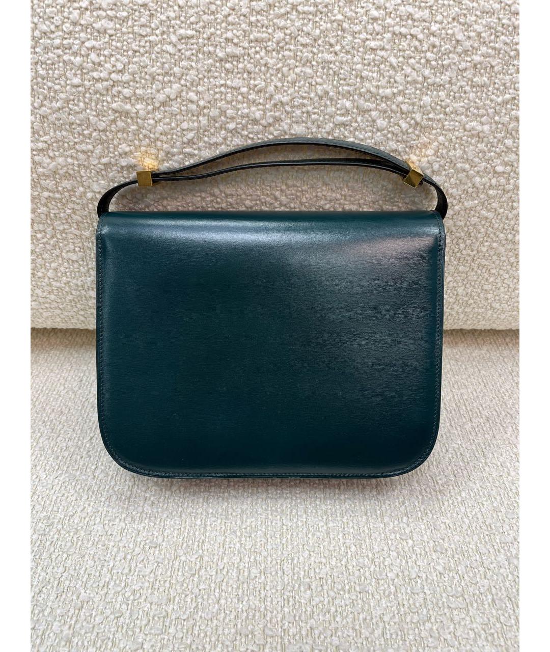 CELINE Зеленая кожаная сумка с короткими ручками, фото 3