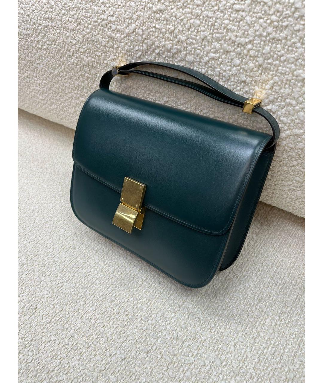 CELINE Зеленая кожаная сумка с короткими ручками, фото 5