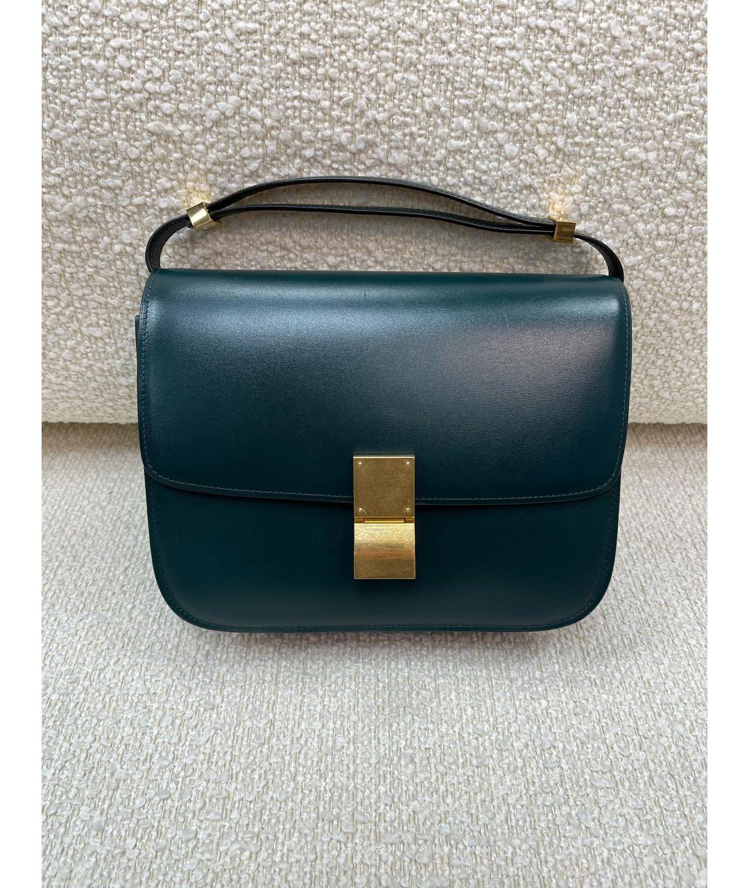 CELINE Зеленая кожаная сумка с короткими ручками, фото 9