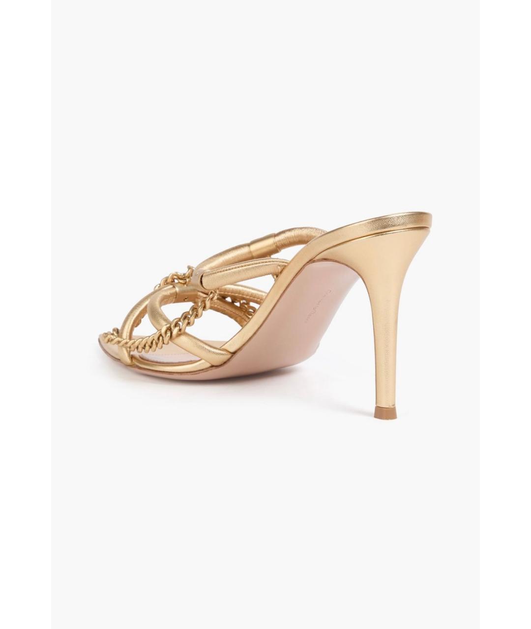 GIANVITO ROSSI Золотые кожаные мюли, фото 3