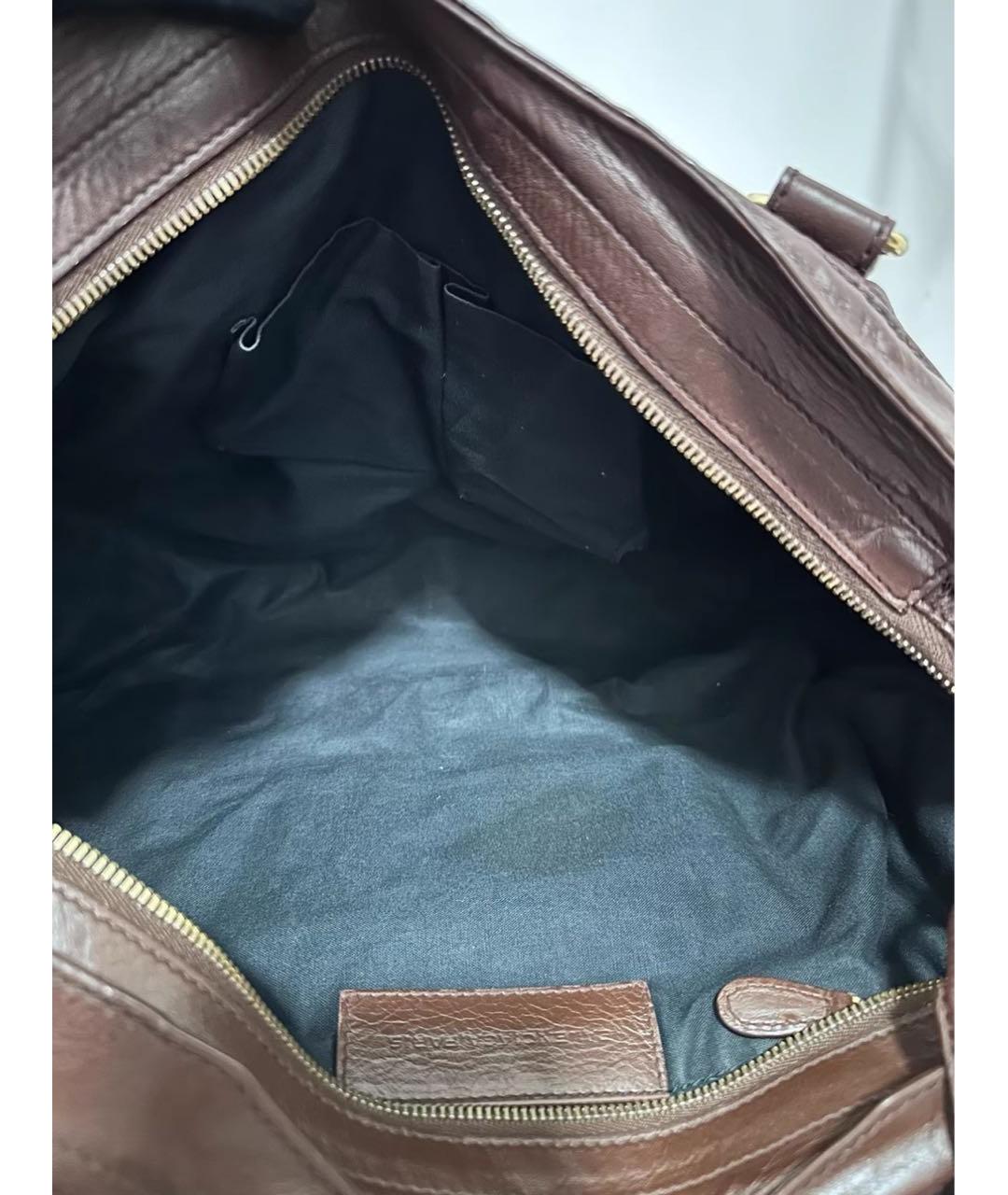 BALENCIAGA Коричневая кожаная сумка с короткими ручками, фото 4