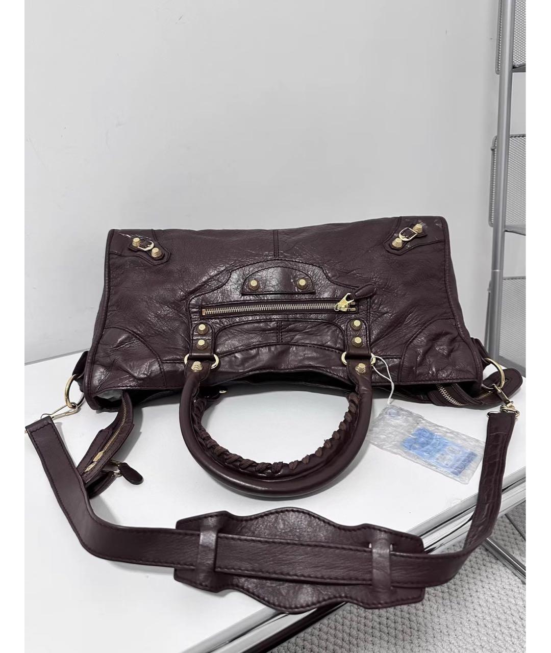 BALENCIAGA Коричневая кожаная сумка с короткими ручками, фото 8