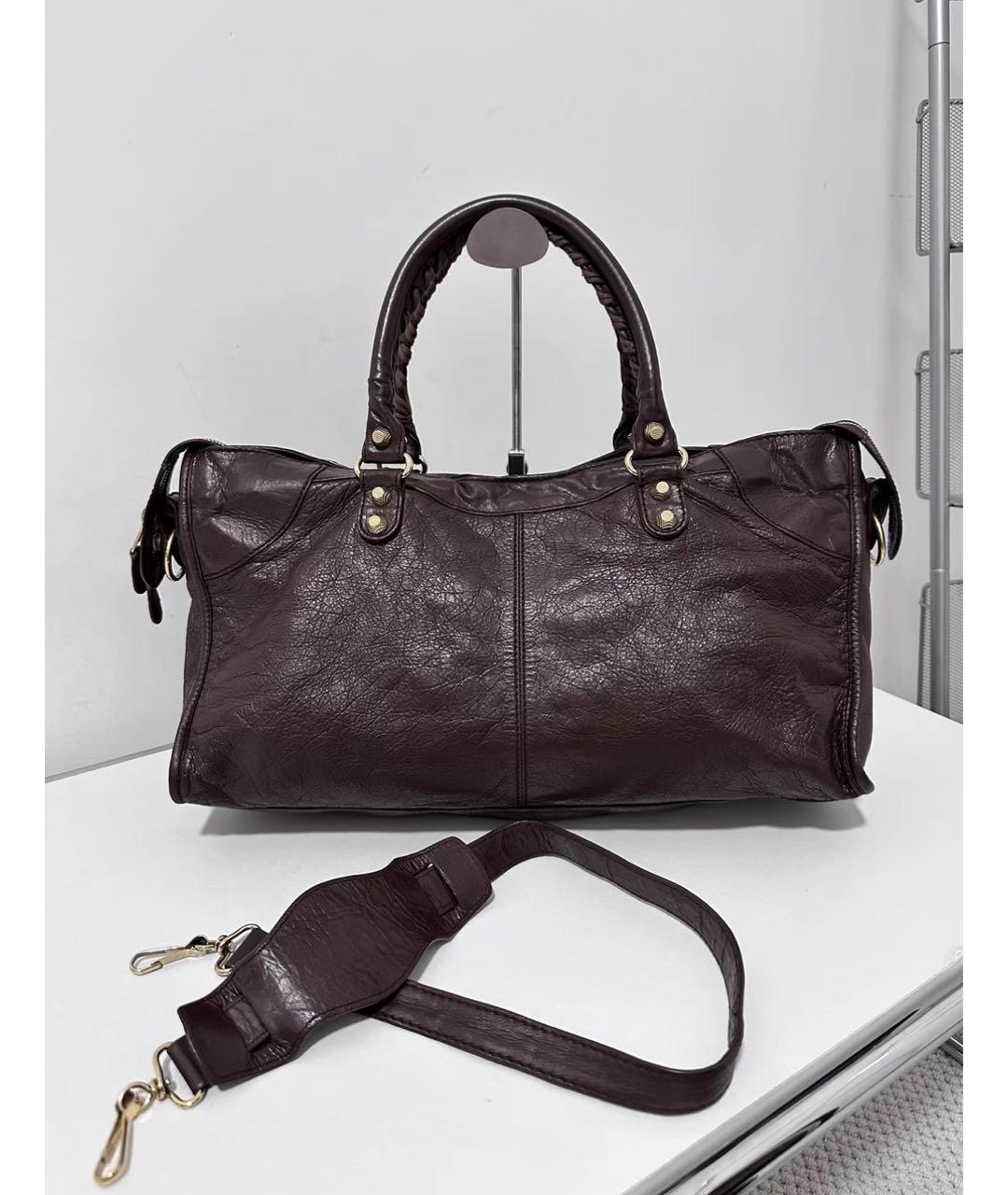 BALENCIAGA Коричневая кожаная сумка с короткими ручками, фото 3