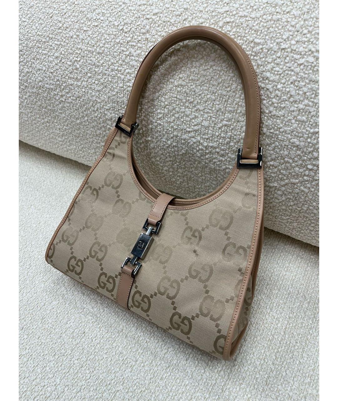 GUCCI Бежевая тканевая сумка с короткими ручками, фото 5