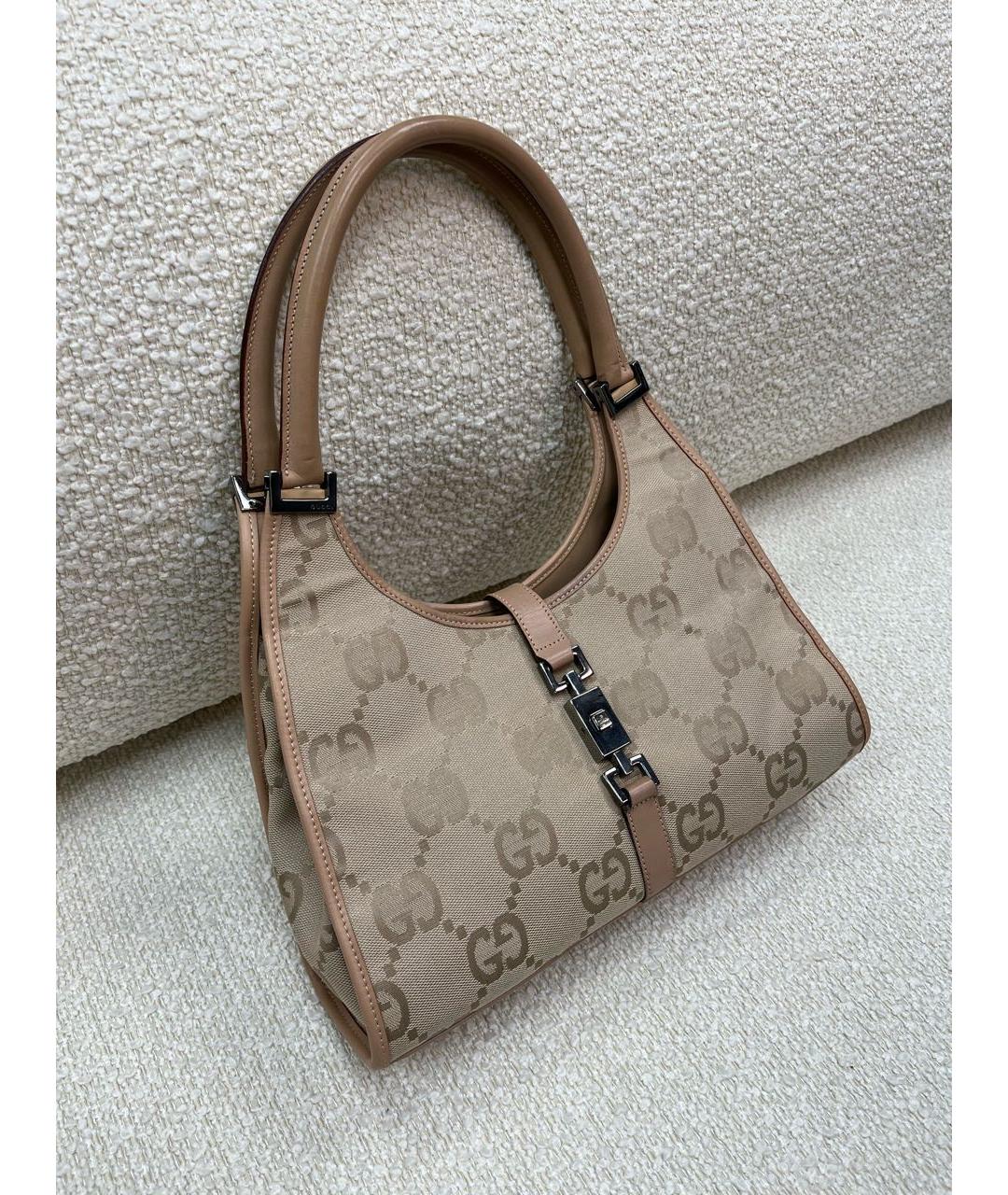 GUCCI Бежевая тканевая сумка с короткими ручками, фото 2