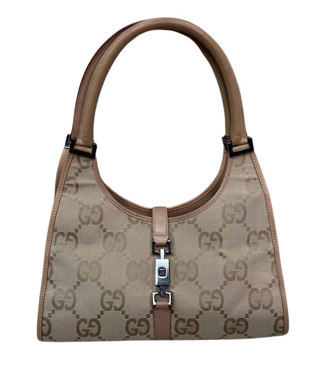 GUCCI Бежевая тканевая сумка с короткими ручками, фото 1