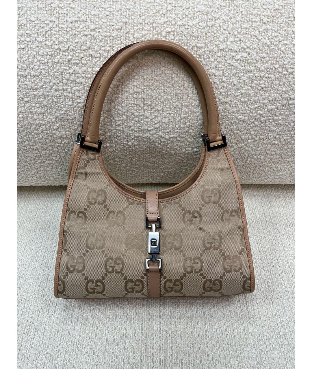 GUCCI Бежевая тканевая сумка с короткими ручками, фото 9