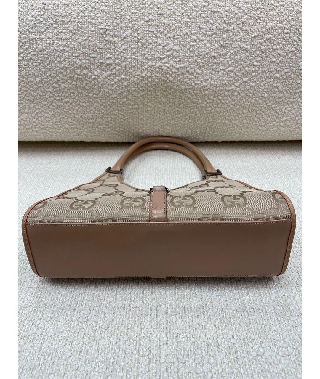 GUCCI Бежевая тканевая сумка с короткими ручками, фото 6