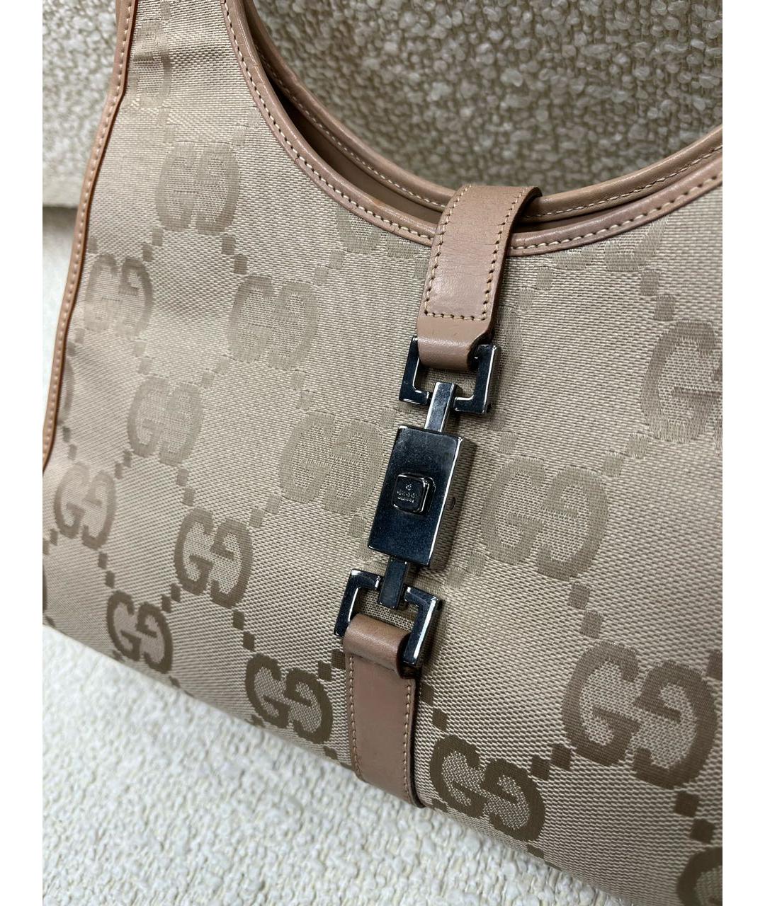 GUCCI Бежевая тканевая сумка с короткими ручками, фото 7