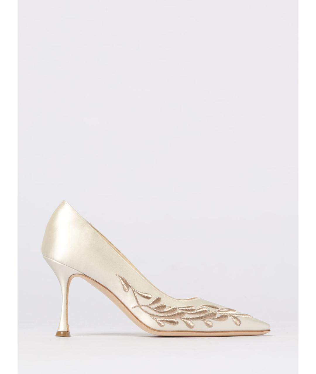 MANOLO BLAHNIK Бежевые текстильные туфли, фото 5