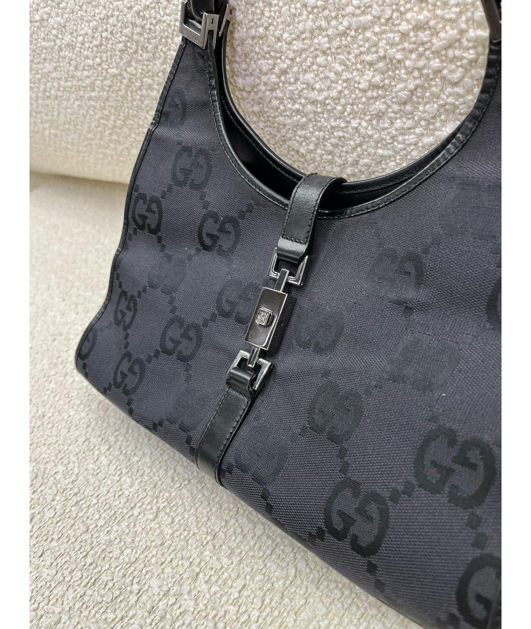 GUCCI Черная тканевая сумка с короткими ручками, фото 7