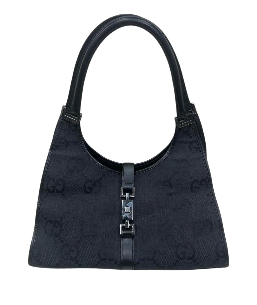 GUCCI Черная тканевая сумка с короткими ручками, фото 1