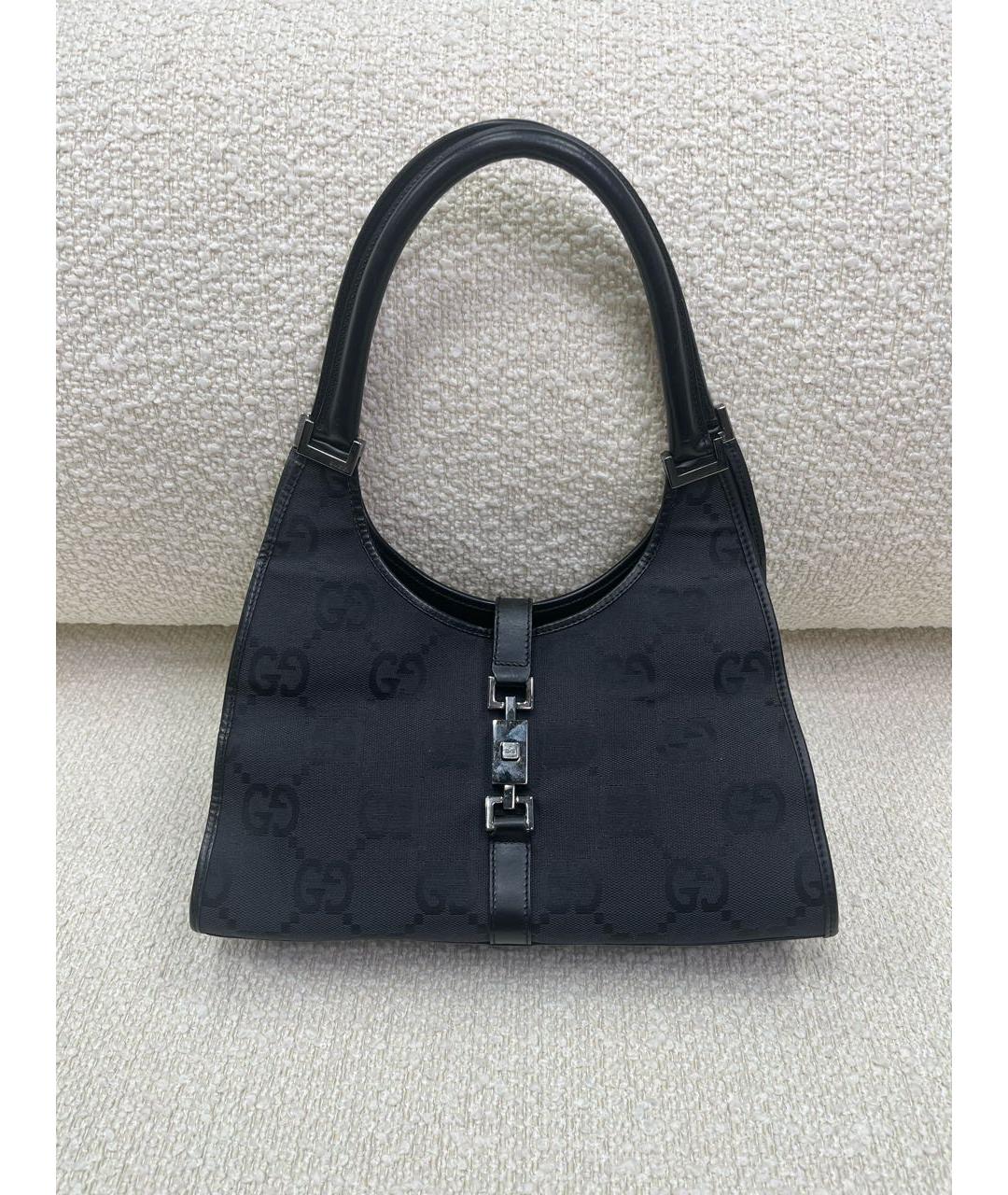 GUCCI Черная тканевая сумка с короткими ручками, фото 9