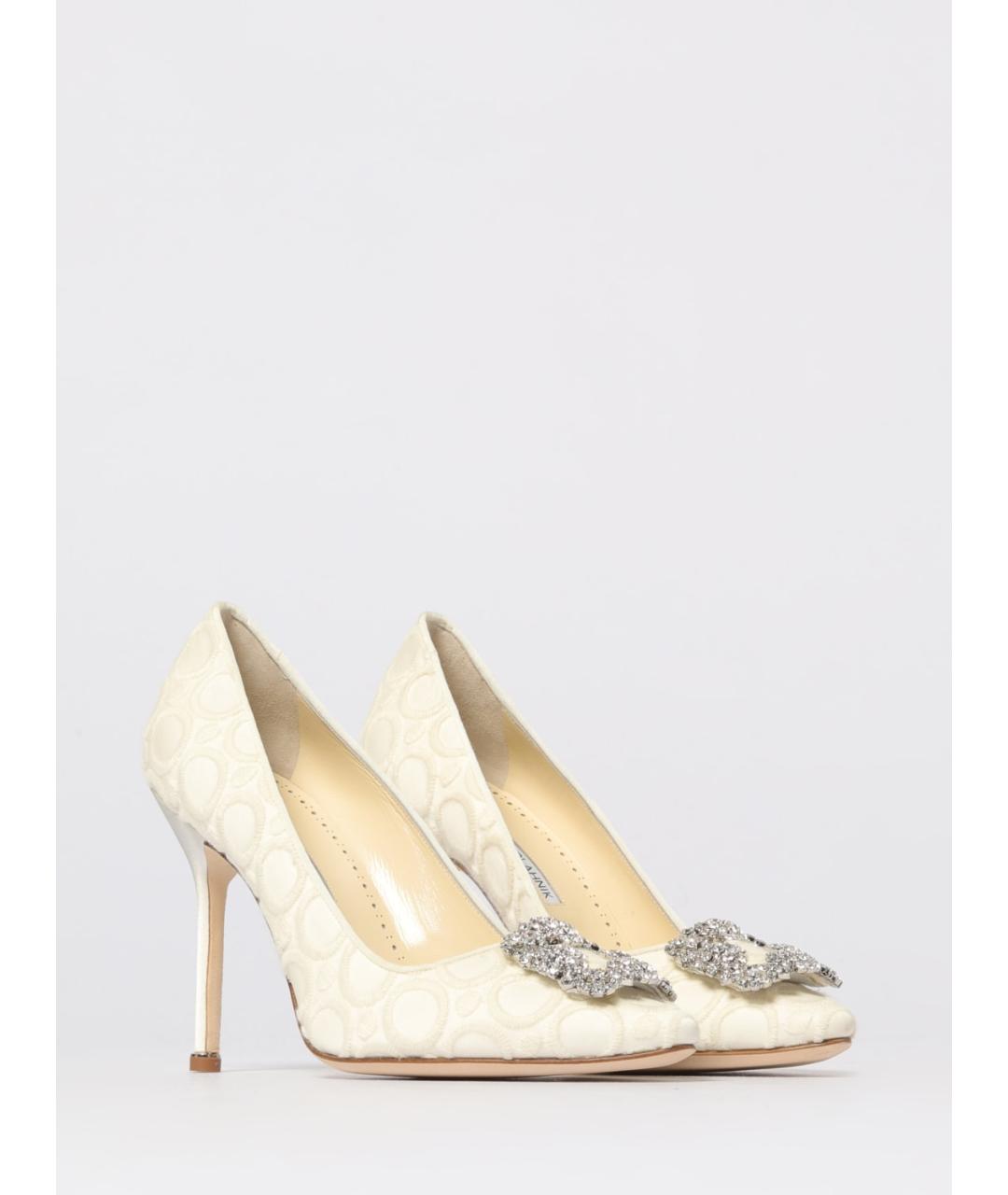 MANOLO BLAHNIK Бежевые текстильные туфли, фото 2