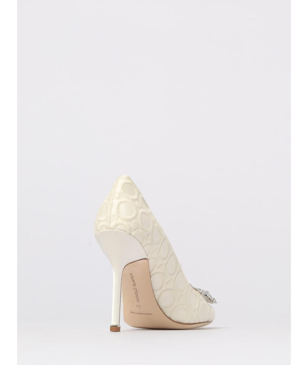 MANOLO BLAHNIK Бежевые текстильные туфли, фото 4