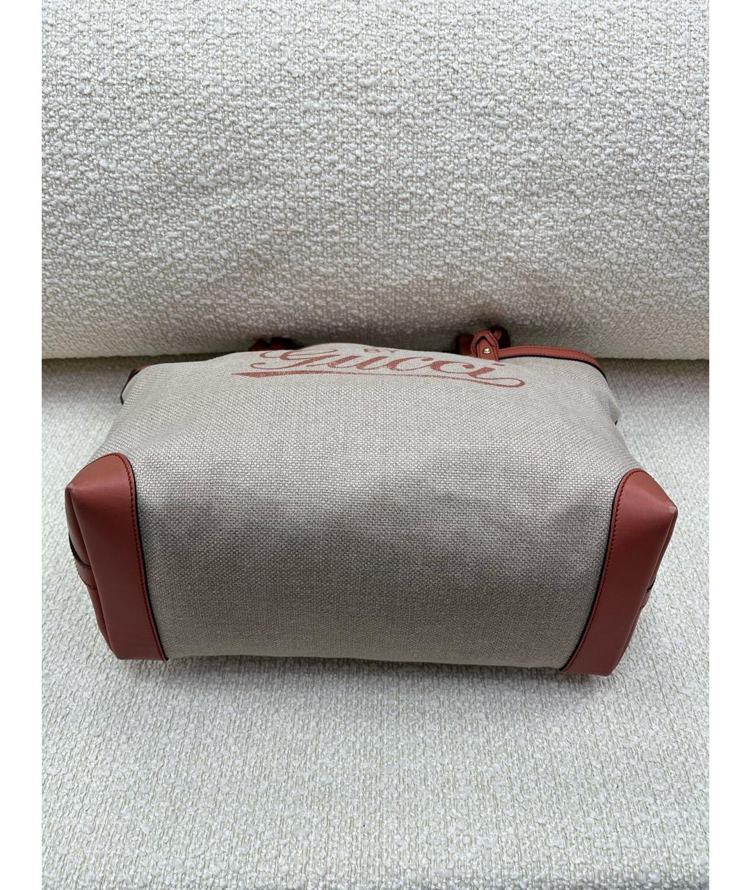 GUCCI Бежевая тканевая сумка тоут, фото 7