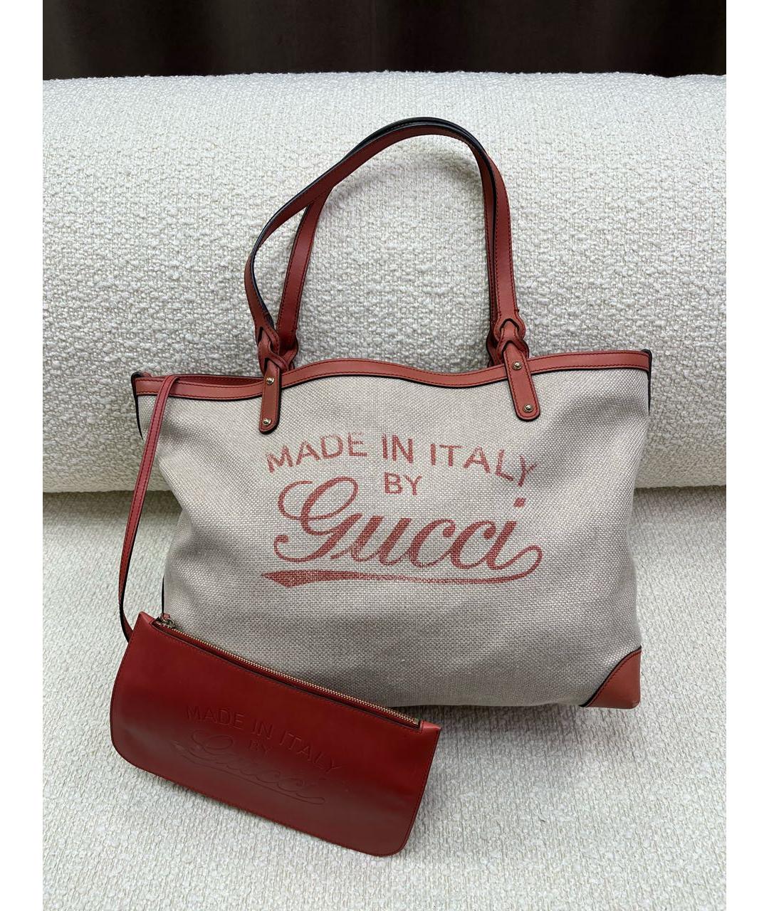 GUCCI Бежевая тканевая сумка тоут, фото 6